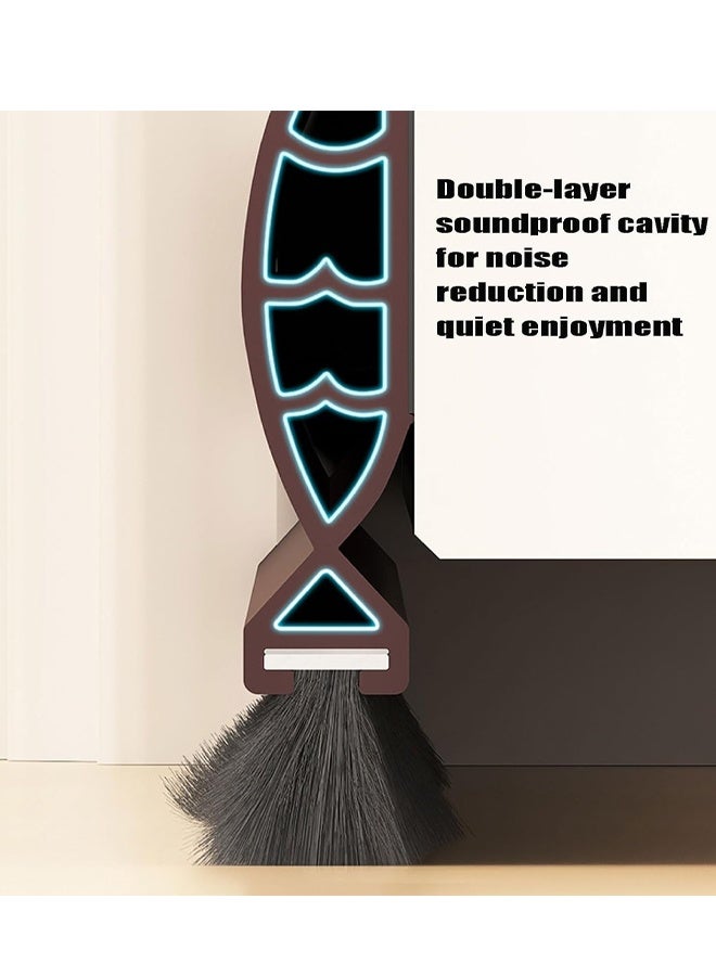 JACIRCLE Door Bottom Sealing Strip,93cm – Durable Hard Material with Double Soundproof Chambers, Detachable Noise-Reducing Wool Strip, Strong Adhesive, Anti-Dust, Wind & Insect Proof – Ideal for Home, Office, Apartment & Store Use(Brown) - Image 5